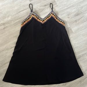 Black Aztec Print Sleeveless Shift Dress